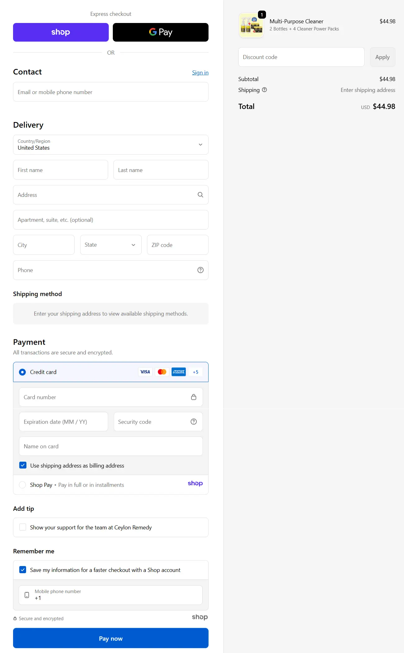 Alien Power Stain Remover secure checkout page